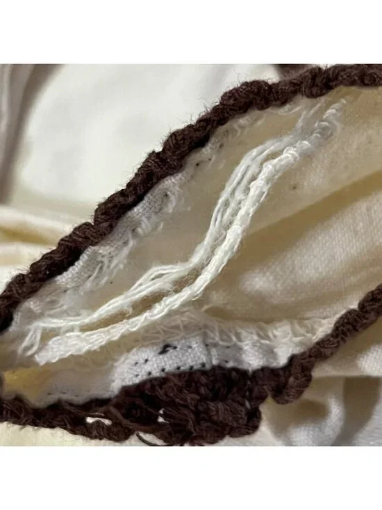 Vintage Prairie Maxi Dress Used Womens Small Cream Brown Boho - Picture 8 of 16